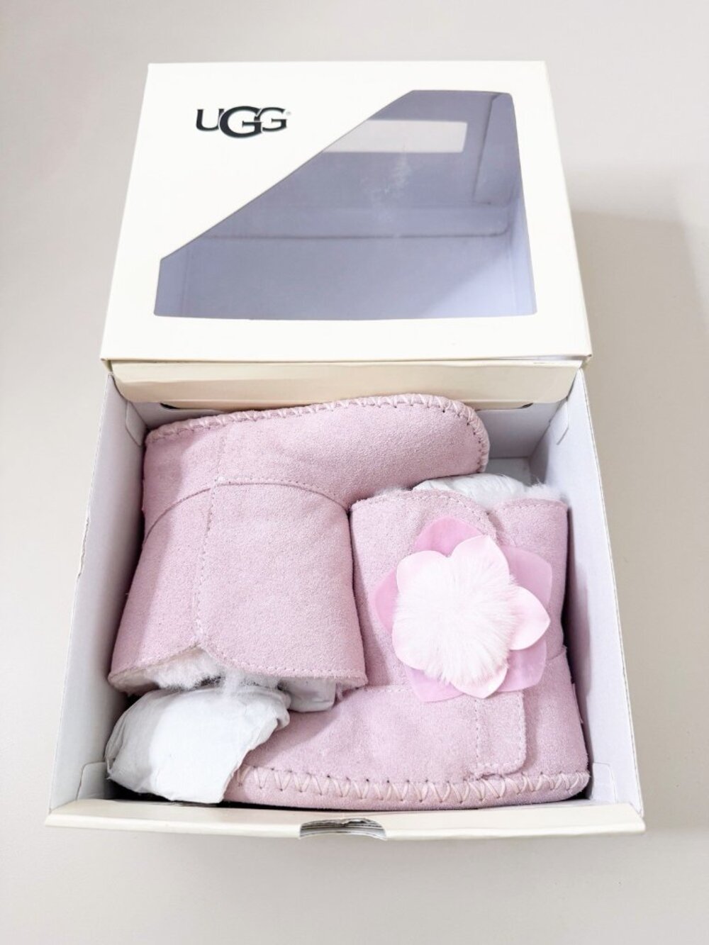 Ugg 12-18 Months (4/5) Cassie Cactus Pale Pink Winter Boots w/Flower New In Box